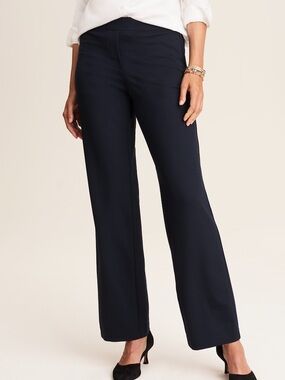 J. Jill Ponte Knit Navy Trousers Pants Straight Leg Pull On Classic Size L NWT